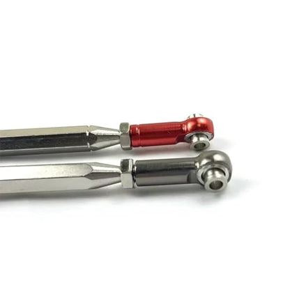 for MN D90 D99 for MN-90 FJ-45 1/12 RC Car Crawler Metal Adjustable Steering Linkage Servo Link Pull Rod Turnbuckle RC Car Repair Kit(Red) - size: Red