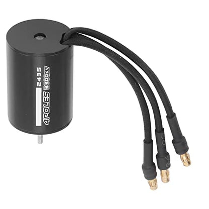 2435 3300KV Sensorless Brushless Motor 24A 300W for 1/16 1/18 RC Off Road Truck, 4 Pole CNC 6061 T6 Heat Sink, High Speed ABEC5 Bearings, Precisely Balanced Rotor for Maximum RPM