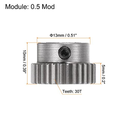 HARFINGTON Pinion Gear 5mm Bore 30T Mod 0.5 Stainless Steel Spur Diff Differential Motor Gear RC Car Replacement Parts - style: 30T