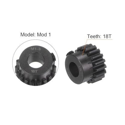 uxcell Mod 1 18T Pinion Gear 8mm Bore Hardened Steel Motor Rack Spur Gear for RC Car Truck Gear Drive