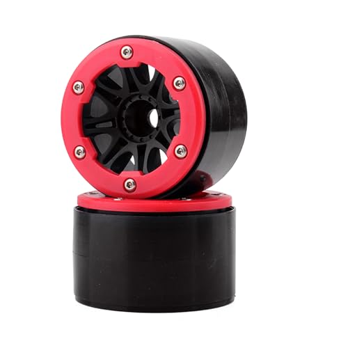 4PCS Plastic 2.2 Inch Beadlock Wheel Rim Wheel Hub 12mm Hex for 1/10 RC Off Road Rock Crawler Car for Axial SCX10 90046 TRX4 Wraith RR10 RBX10 Yeti Capra 2.2Inch Tires(8Holes-Red) - color: 8holes-red