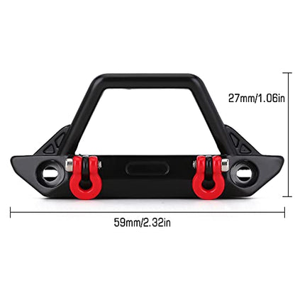 INJORA Metal Front Bumper with Lights for 1/24 SCX24 Wrangler Gladiator（B） - color: Bumper B
