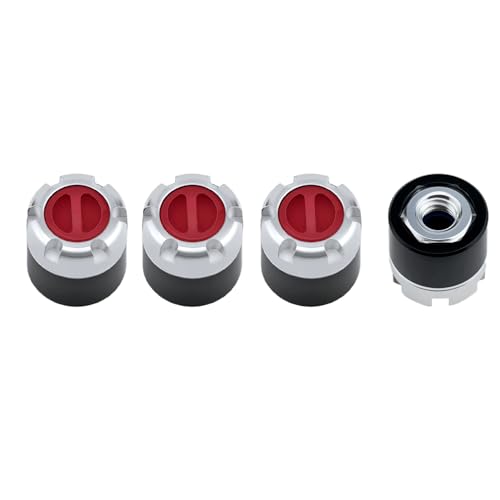 DJX M4 Wheel Nuts Center Locking Hubs Wheel Caps W/Tool for Traxxas TRX4 Axial SCX10 90046 D90 Tamiya Redcat HPI 1/10 RC Crawler Car(Red) - color: Red