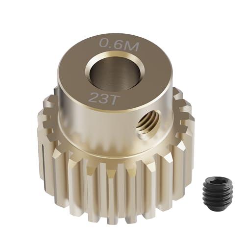 Pinion Motor Gear, M0.6 23T, 1/8 in (3.175mm) Shaft Hole | M0.6 Pitch 23 Teeth, 7075 Aluminum Alloy, 1/8 Inch Shaft Hole, RC Motor Pinion Upgrade, for 1/10 RC Brushless Crawler - size: M0.6 23T