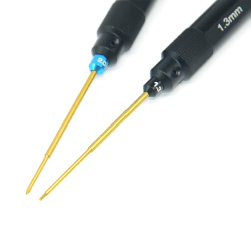 RC Aluminum Tool Set for AXIAL 1/30 SCX30 RC Crawler Car, Hex 1.3mm, PH 2.0mm, Mini Box Nut, Gold Titanium Coated Tips (RC Mini Tool Set) - color: Rc Mini Tool Set