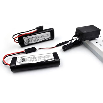 (2-Pack) 7.2V 3000mAh Ni-MH Battery with TRX Plug for Traxxas Series 4 | 6-cell rechargeable battery for compatible RC cars, trucks and boats; includes 4.8V–12V Ni-MH/Ni-Cd charger.