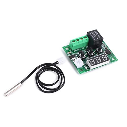 FainWan 2pcs W1209 12V DC Digital Temperature Controller Board Micro Thermostat -50-110°C Electronic Module Switch with 10A One-Channel Relay and Waterproof Compatible with Ar-duino Rasp-Berry Pi