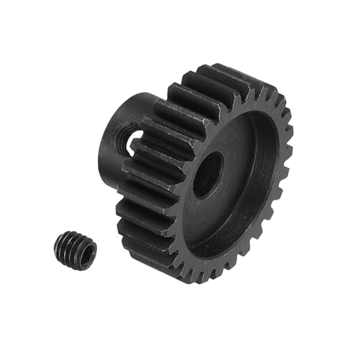MECCANIXITY RC 32P Hardened Pinion Gear 5mm Shaft, 27T Motor Gears Carbon Steel for 1/10 RC Model Car Boat Drone - style: 27T