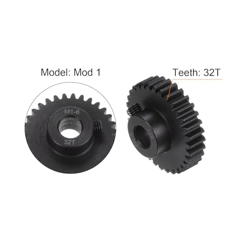 uxcell Mod 1 32T Pinion Gear 8mm Bore Hardened Steel Motor Rack Spur Gear for RC Car Truck Gear Drive