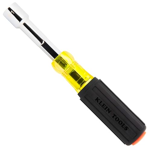 Klein Tools 65406M Metric Color-Coded Nut Driver, Hollow-Shaft, Heavy-Duty 6 mm Hex, Pass-Through Design, 6-Point Socket, and Cushion-Grip Handle - size: 6mm