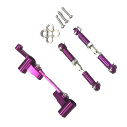 for Mjx for 14210 14209 1/14 RC 4WD Remote Control Car Remote Control Metal Upgrade Parts Steering Assembly Steering Rod Control Accessories RC Car Repair Kit(Purple) - color: Purple