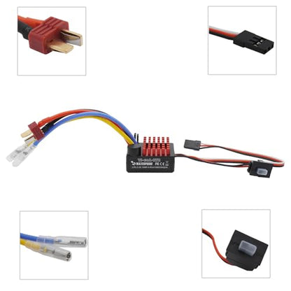 60A Brushed ESC Electronic Speed Controller Waterproof for 1/10 RC Car RC Boat for use with 540/550 Motors (T Plug)