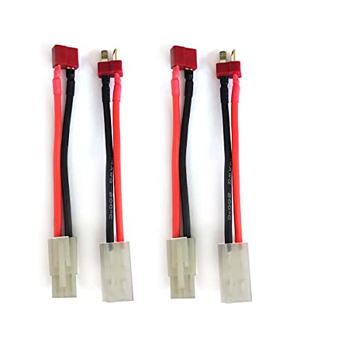 DEVMO 2 Pairs 14AWG Ta-Miya Style Connector to D-eans T Style Plug Cable Adapter Connector Compatible with RC ESC Speed Controller Lipo/NiMH Battery Charging