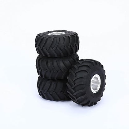 RCAWD Alloy TRX4M Monster Truck Wheel And Tires for 1/18 TRX4M Series Upgrades Part Silver - color: Silver