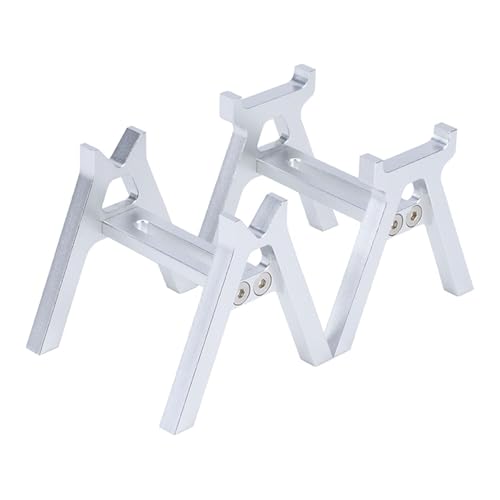 harayaa 2 Pieces RC Car Stand RC Repair Work Station Model Support Simulation Upgrade Compact Aluminum Alloy Suitable for Display Maintenance, Silver - color: Silver