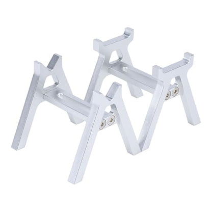 harayaa 2 Pieces RC Car Stand RC Repair Work Station Model Support Simulation Upgrade Compact Aluminum Alloy Suitable for Display Maintenance, Silver - color: Silver