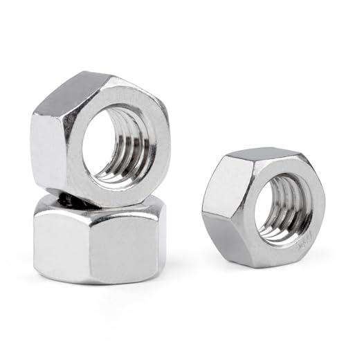 Hex Nuts, 100 Pack 1/4“-20 304 (A2-70) Stainless Steel Hardware Nuts,Standard Inch Coarse Thread Nuts - color: Silver, size: 1/4"-20