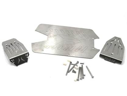 Steel Chassis Armor Front Rear Protector Skid Plate for Arrma 1/10 Vorteks 4x4 3S Blx 4WD Big Rock RC Car Upgrade Parts(Silver