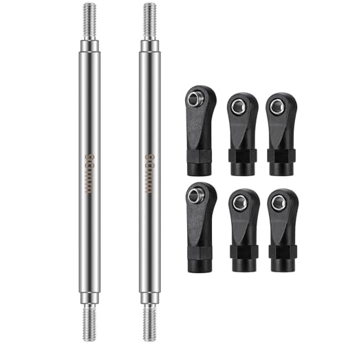 Straight Chassis Links - Stainless Steel Link Set High Clearance Linkage Link Rod with Plastic Rod Ends 50mm-100mm Compatible with 1/10 RC Crawler Axial SCX10 II III TRX4 (90mm) - color: 90mm