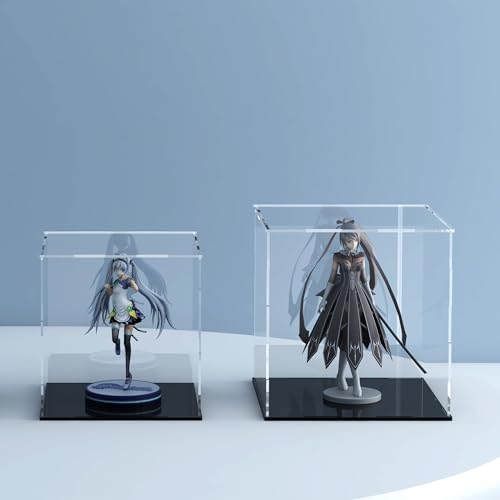 Acrylic Display Case for Collectibles and Toys, Versatile Clear Acrylic Display Box with Black Base for Action Figures and Souvenirs, 8x8x9.6-inch - size: 8"L x 8"W x 9.6"H