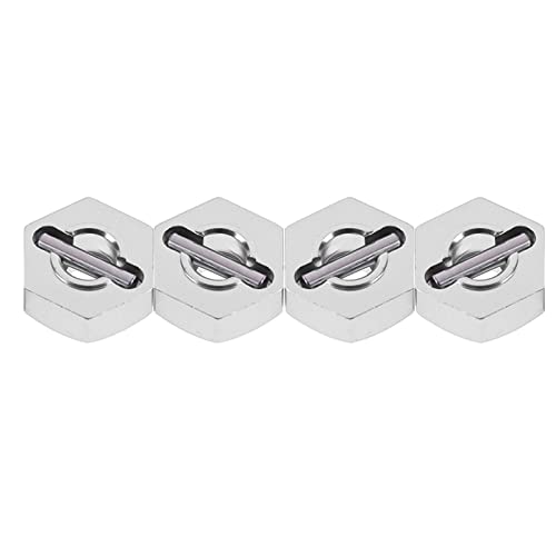 kingsea RC Front & Rear Aluminum Wheel Hubs Hex Driver Adapter 12 mm Upgrade 7154 Compatible with Traxxas 4x4 Slash E-Revo Summit 1/16 Truck Car - color: Silver