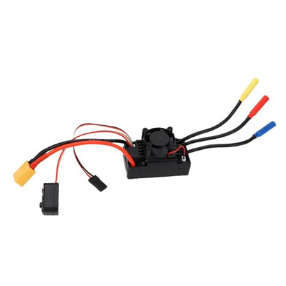 Brushless ESC, ABS RC Electronic Speed Controller 60A with Water and Dust Proof Cooling Fan, 2 to 3S LiPo, Multiple Protection for 1 to 10 Buggy On Road Off Road