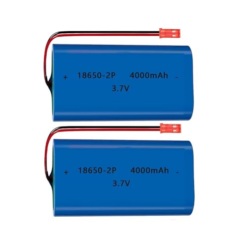 2Pack 3.7V 4000mAh Rechargeable 18650 Lithium Ion Battery Pack Li-ion Cell JST-2P Plug with USB Charger for Remote Control Cars DIY Replacement - color: No Charger Cable, size: 2Pack