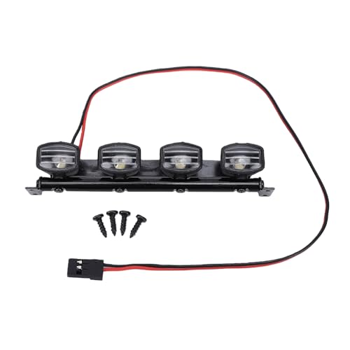 Dpofirs Durable Metal Bracket RC | PreWired PlugandPlay 4 LED Roof Light Bar for 1/12 1/14 /16/18 RC Crawler Offroad Vehicles, Easy Installation Upgrade for WPL MN
