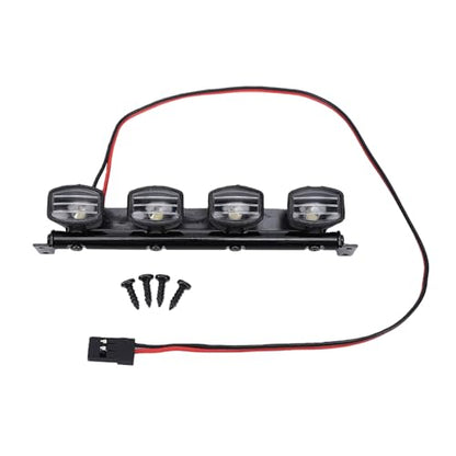 Dpofirs Durable Metal Bracket RC | PreWired PlugandPlay 4 LED Roof Light Bar for 1/12 1/14 /16/18 RC Crawler Offroad Vehicles, Easy Installation Upgrade for WPL MN