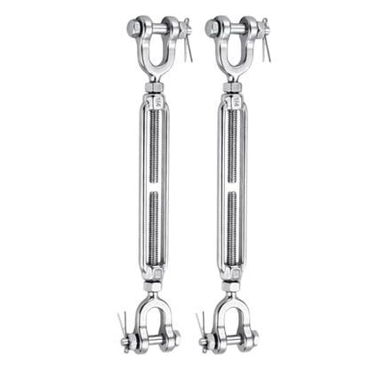 1/4 Turnbuckle Heavy Duty 304 Stainless Steel Turnbuckle Tensioner, 1600 lbs Working Load Limit, Jaw and Jaw Turnbuckles for Cables Wire Shade Sail Deck Tractor Ground Anchor (2PCS) - size: 1/4"(M6)-2PCS