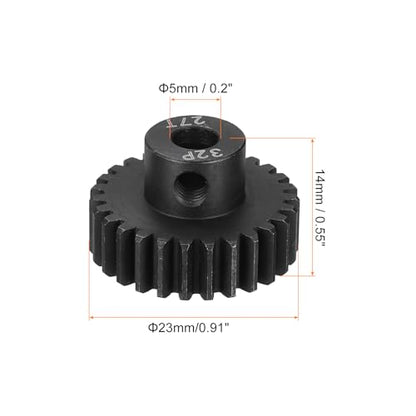 MECCANIXITY RC 32P Hardened Pinion Gear 5mm Shaft, 27T Motor Gears Carbon Steel for 1/10 RC Model Car Boat Drone - style: 27T