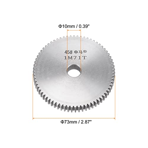 HARFINGTON Straight Spur Gear 10mm Bore 71T Mod-1 Hardened 45# Steel Spur Diff Differential Motor Gear RC Car Replacement Parts - style: 71T