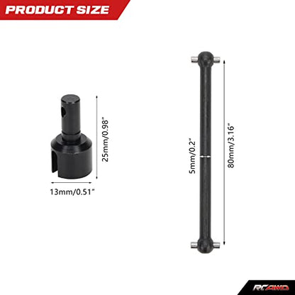 RCAWD Rear Driveshaft Set for 1/8 Losi LMT Upgrades, Dogbones & Diff Outdrive Drive Shafts for 4X4 Solid Axle Monster Truck #LOS04021, #LOS04022, Parts for #LOS242049, #LOS242038 Black - color: Black