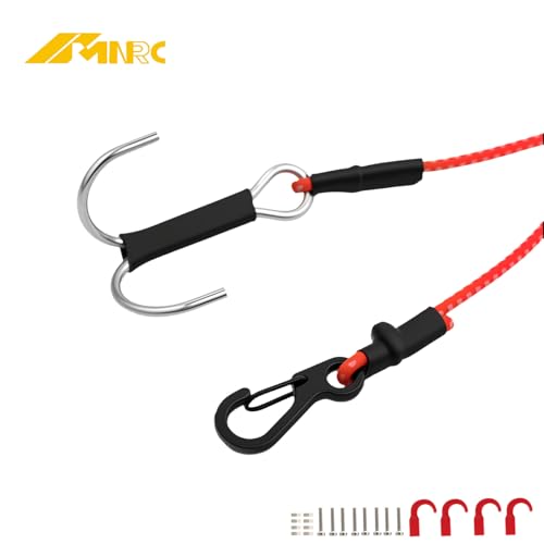 Metal Winch Trailer Tow Hooks & Elastic Force Escape Rope Kinetic Winch Strap for 1/10 RC Crawler Car Axial SCX10 II III 90046 TRX4 D90 Redcat Gen7 Gen8 RC4WD Upgrades Part