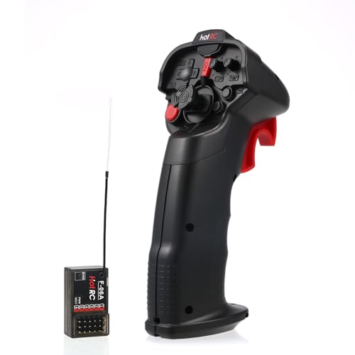 HOTRC DS-4A 2.4G 4 Channel Single Hand RC Radio Transmitter with 4CH Receiver for RC Car Boat Drone Airplane (W/ 1 RX)