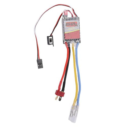 Dpofirs Electronic Speed Controller 60A Brushed ESC | T Plug Design for RC Car Boat Truck Crawler Fits 540 550 380 370 Motors