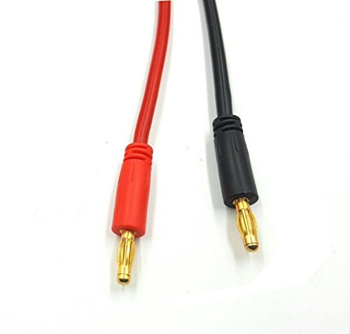 FLY RC 2pcs RC Lipo Battery Charge Cable with 4.0mm Gold Plated Banana Plug 14AWG Silicone Wire Compatible with Slash/Rustler/Stampede/Bandit/E Revo RC Car Charger Lead Lipo Battery