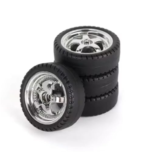RC Car Upgrade Parts for LDRC AE86 A86 LD1801 LD1802 LD1803 LD1804 A01 A02 1/18 rc Car Upgrade Parts 4pcs 33mm RC Hard Drift Tire Wheel(Silver) - color: Silver