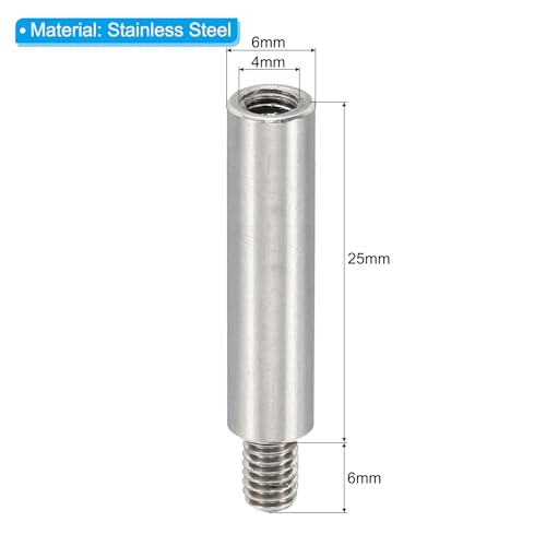 PATIKIL 24pcs M4 Standoffs, M4 25+6mm Spacer Standoffs Steel Threaded Standoffs Screws Kit 4mm ID 6mm OD Metric Male Female Thread Adapters for Circuit Board PCB RC Drones Motherboard - size: 25+6mm L