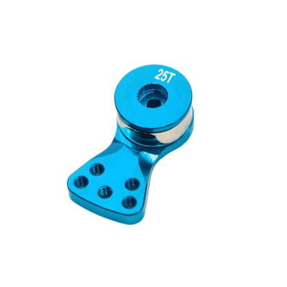 Aluminum Alloy 25T Servo Saver 5 Holes Adjustable Hi-Torque Servo Saver Horn 25T Compatible with Futaba Tamiya Servos 1/10 RC Car Crawler SCX10 Capra TRX4 TRX6 RC Boat Parts (Blue-L) - color: Blue-l