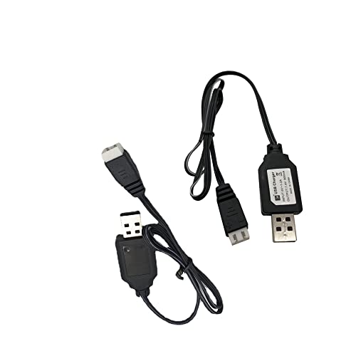 7.4V USB RC Battery Charger 2 Pack, XH-3P Smart Charger for SCX24 SCX10 2S LiPo 100-2000mAh, Overcharge Protection LED Indicator, Compatible RC Car Truck Boat Drone, 1A Output