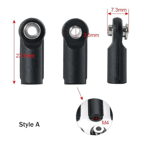 Compatible Black Plastic M4 Steering Linkage Pivot Link Rod End Joint Head Balls Compatible with 1/10 RC Crawler Car Parts Set of 10(Style C) - color: Style C