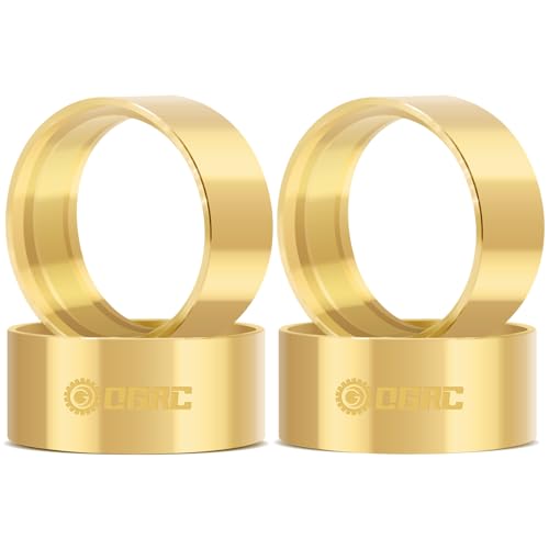 OGRC 1.9 Brass Inner Beadlock Clamp Ring 1/10 Wheel Weights for SCX10 TRX4 | 105g/PC, 420g Total Weights, Fits 1.9 Wheel Rim, for Axial Redcat RC4WD Wltoys RC Crawler - color: Gold