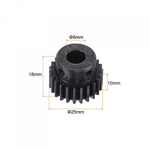 uxcell 1Mod 23T Pinion Gear 8mm Bore Hardened Steel Motor Rack Spur Gear with Step for RC Car Truck Buggy Gear Drive, 2 Set