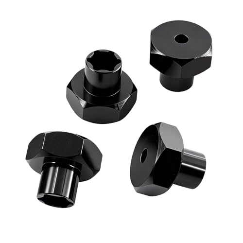 4Pcs 5mm to 12mm RC Wheel Hex Adapter +10mm Offset, Aluminum Wheel Spacer Hex Hub for 1/10 & 1/24 RC Crawler Upgrade (Black)