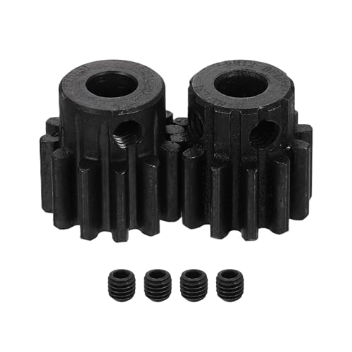 uxcell 2Pcs 1.5 Mod 12T Spur Gear 7mm Bore, 1045 Steel Pinion Gear Black Surface Treatment, 20° Pressure Angle, for Spur Rack and RC Model Car or Motor DIY(15mm) - size: 1.5 Mod 12T, 7mm x 15mm