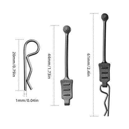 20pcs HobbyPark Universal 1/16 1/18 RC Car Body Clips and Pull Tabs Retainer Small R Pins for SCX24 TRX-4M RC Vehicles Truck Shell Parts Replacement Black - size: 1.0mm Rod Black Clips