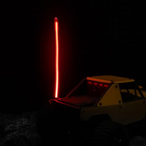 2PCS LED RC Whip Antenna Lights Cuttable Flexible for RC Car/Boat, R | Cuttable Flexible, Easy Plug-and-Play RC Glow Antenna, Water-Resistant - color: Red Light