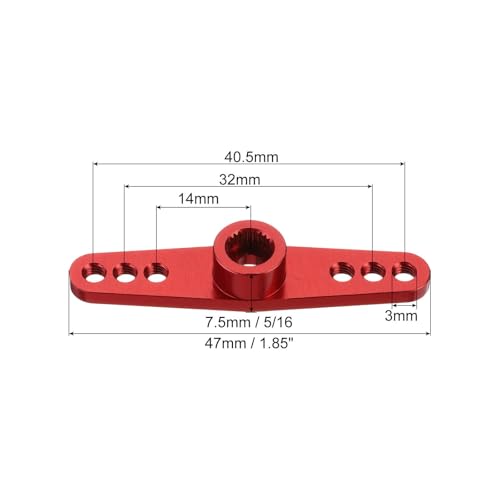 MECCANIXITY 5 Pcs Aluminum Servo Horn 25T 25 Teeth Servo Horn Steering Double Arms 47mm Length Red for DIY RC Car/Boat/Airplanes Boat Model - color: Red