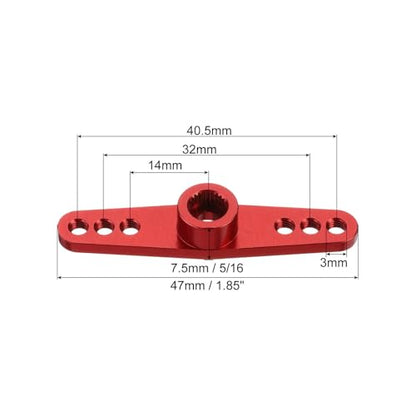 MECCANIXITY 5 Pcs Aluminum Servo Horn 25T 25 Teeth Servo Horn Steering Double Arms 47mm Length Red for DIY RC Car/Boat/Airplanes Boat Model - color: Red